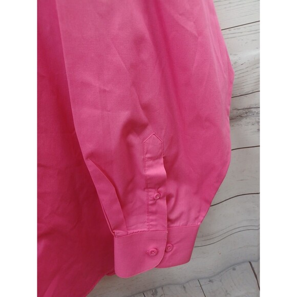Marquis Mens Shirt Sz 18 1/2 / 2XL Pink Fuchsia Knit Long Sleeve Button Down - Picture 3 of 11